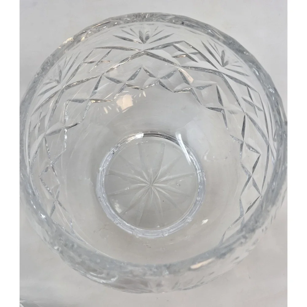 Vintage Cut Crystal Creamer & Covered Sugar Bowl Set - Diamond Fan Pattern MCM